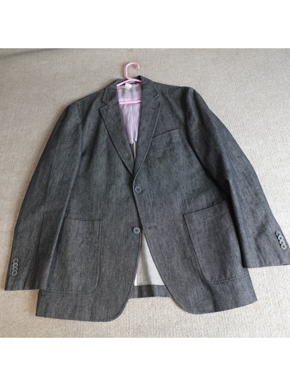 Bullock & Jones Sport Coat 42R Gray Unstructured Denim Chambray Made in Canada